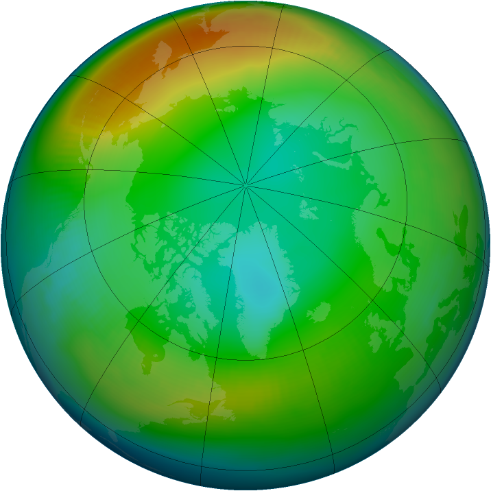 Arctic ozone map for December 1985